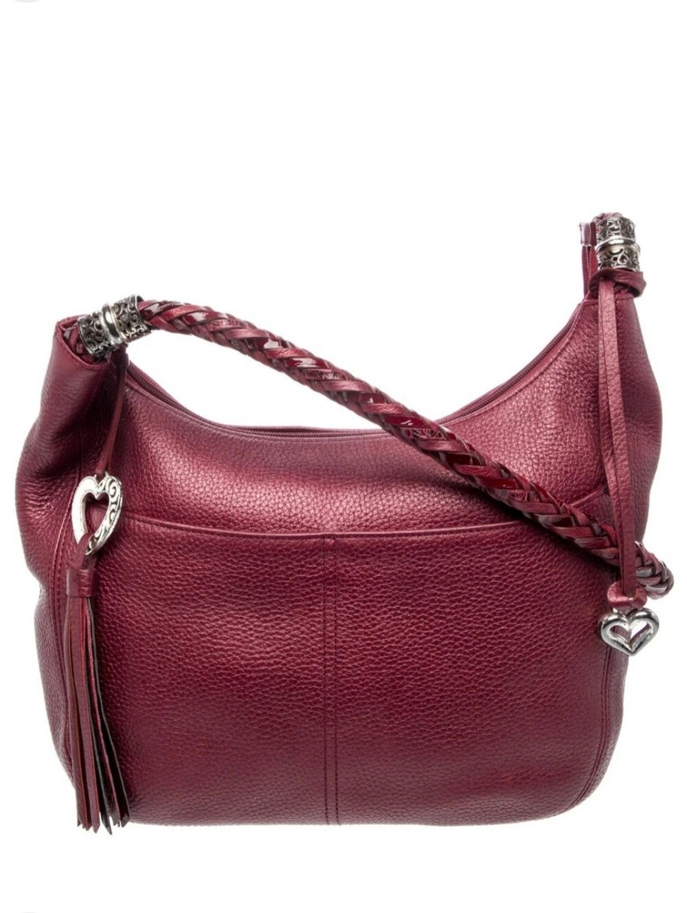 Brighton Barbados Ziptop Hobo Shoulder Bag - Wine Red